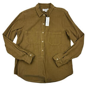 Velvet by Graham & Spencer Corduroy Button Down Shirt Blouse Brown Size M